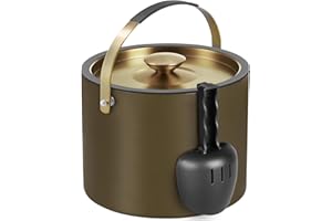 IHOO 3.2L Moderner isolierter Eiskübel mit Silikondeckel, Schaufel, Sieb, doppelwandiger Edelstahl-Eiskübel für Partys und Cocktailbar