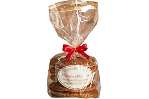HEILKRÄUTER MANUFAKTUR Original Nürnberger Elisen-Lebkuchen - 37% Nussanteil - handgefertigt - im Klarsichtbeutel mit roter Schleife, Inhalt: Lebkuchen Natur 5 Stück, 400 g