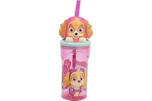 STOR Barnmugg med Sugrör och Lock Paw Patrol, 3D-Figur, 360 ml, Plast, BPA-fri, Perfekt för Pojkar och Flickor