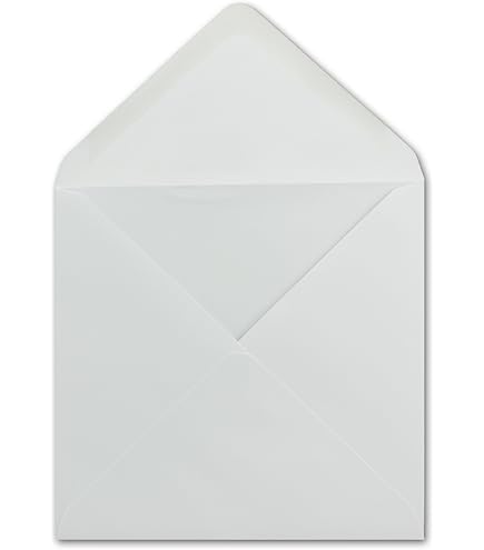 Netuno 50 witte vierkante enveloppen zonder venster puntige klep natte