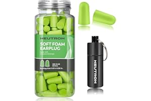 Neutron Soft Foam Ear Plugs with Travel Case - Noise Cancelling 38dB SNR - Earplugs for Sleeping, Travel, Concerts, Studying, Work, Loud Noise, Snoring - 60 Pairs - Green
