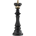 Navaris Chess Statue Decor Piece - 40.5cm (16") Tall Decorative Resin Sculpture - Large Game Figure Decoration Ornament for Home, Office, Study - Black King