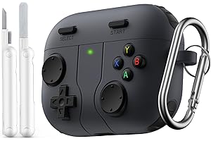 MoKo Game Case for AirPods Pro 3 2025 Cover with Cleaner Kit Portable Keychain, Compatible with Apple AirPods Pro 3rd Generation Case, AirPod Pro3 Cool Silicone Protective Cover, Shockproof, Black