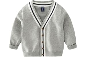 URMAGIC Boys Winter Cardigans Kids Solid Color Long Sleeve Button Closure Knitwear Coats Tops Clothes for 2-7 Years