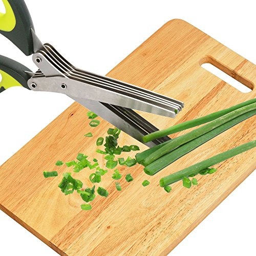 Kräuterschere, Schere Zackenschere Edelstahl Herb Scissors mit 5 Klingen - 6