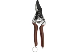 FELCO 6 ELITE Gartenschere ergonomisch für Rechtshänder, mittlere Handgröße, Ledergriffe, Black F-Tech Klinge, 20 mm Schnittdurchmesser, 195 mm Länge, Swiss Made