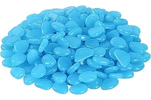 Ntulu 100PCS Blue Glowing Pebbles - Luminous Decorative Cobblestones – Shiny Glow in the Dark Pebbles Bright Stone – Perfect for Fish Tank Aquariums, Walkways, Garden, Outdoor Hallway