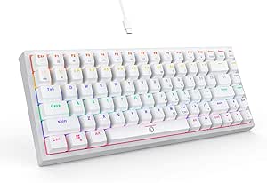 DREVO Gramr 84 Key Rainbow Backlit Mechanical Gaming Keyboard USB Wired 75% TKL Keyboard Brown Switch, White