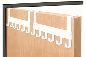 Flying Pottery Appendiabiti da porta senza fori, ganci in metallo con 6 appendini, attaccapanni salvaspazio robusto per bagno, cucina, camera da letto, ingresso (Bianco)