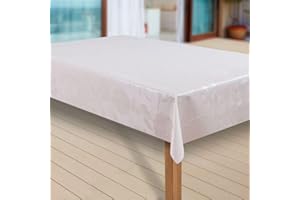 ‎LARO laro Wachstuch-Tischdecke Abwaschbar Garten-Tischdecke Wachstischdecke PVC Plastik-Tischdecken Eckig Meterware Wasserabweisend Abwischbar GAE, Muster:Dhalia Creme, Größe:130x160 cm
