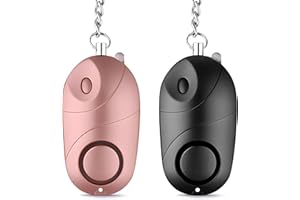 Hurifeng 2 x Pocket Alarm - Personal Keyring for Self-Defence Women on the Go; Portable Alarm for Security and Protection; Alarm for Women; Children; Seniors (Black/Rose Gold)