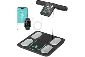 Healthkeep Báscula Persona Balance Conectada Impedancia Con 8 Electrodos 21 Datos Corporal Pantalla VA Medición BIA de Doble Frecuencia Con APP para Andriod e iOS, Máx. 180 kg/400 lb/28