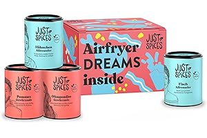‎JUST SPICES Just Spices Airfryer Geschenkbox I Geschenkset mit 4 Gewürzdosen I Damit alles aus der Heißluftfritteuse noch leckerer wird