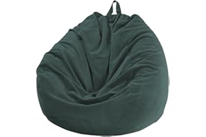 CHICKWING Chickwin - Bean Bag Chair Cover - Corduroy Bean Bag Chair Without Filling - For Outdoor and Indoor Relaxation, Lounge Chair, Bedroom Cushion - Dark Green - 70 x 80 cm