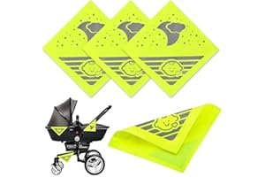 XPEX 4 Stück Kinderwagen Reflektoren, Reflektor Kinderwagen Aufkleber Mit Klett,Ideal für Buggy, Fahrräde, Anhänger und mehr,Wolken Mond Sterne Motiv,Zubehör für Kinderwagen