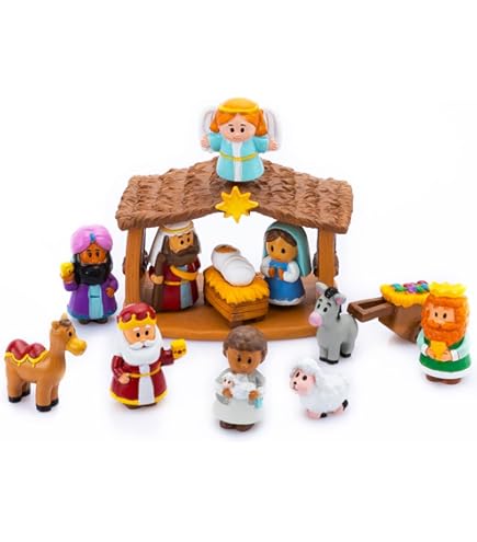 JOYIN 13 stuks klein kerststalspel, miniatuur speelgoed kerststal, kerststal voor kinderen, kerstdecoratie