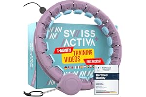 Swiss Activa+ Infinity Hoop with Weight Ball with Counter – 60-112 cm Smart Hula Hoop that Never Falls – Infinity Hoop – Fitness Hula Hoop – Fitness Hoop Hula Hoop with Ball –Smart Hoola Hoop