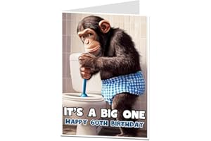 LimaLima Funny 60th Birthday Card for Men – It’s a Big One Toilet Plunger Monkey Gag Card – Rude Cheeky Humour for Husband, Dad, Brother or Friend