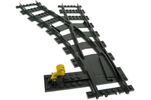 Bausteine gebraucht 1 x Lego System Weiche Schiene dunkel grau Links mit Weichensteller gelb Eisenbahn Zug RC Train 2866 53407