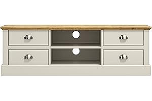 Galano Sufy TV Unit - TV Stand Cabinet for up to 60-inch TV - TV Table with 4 Drawers and Centre Shelf for Living Room or Bedroom - ‎39.5 x 139 x 45.3 cm – Light Grey