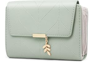 GOUNNU Geldbörse Damen PU Leder Damen Portemonnaie RFID Schutz Frauen Geldbeutel Viele Fächer Damen Brieftasche Im Kurzformat mit 14 Kartenfäche und Münzfach Geldtasche Frauen (grün)