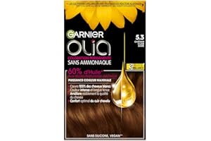 Garnier Coloration Permanente, Sans Ammoniaque, Aux Huiles Naturelles de Fleurs, Châtain Clair Doré (5.3), Olia