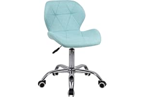 HADWIN Modern Fabric Swivel Office Chair, Height Adjustable Padded Armless Desk Chair with Wheels for Home Office, Light Green