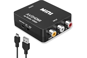 BSWL Mini Adaptateur HDMI vers RCA,Adaptateur Wii HDMI pour TV Adaptateur RCA vers HDMI pour Wii Support 720 1080P Adaptateur PS2 HDMI pour Caméra,Xbox 360,PS1,N64,Gamecube,Snes,PSP,Lecteur DVD,VHS