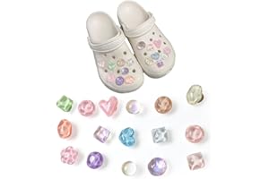 MUVONZI Pack of 16 Crocs Badges, Shoe Jewellery, Shoe Charms, Shoe Badges, for Crocs Badges, Glitter, Shoe Charms, for Glitter, PVC Shoe Charm for Girls, Women, Children