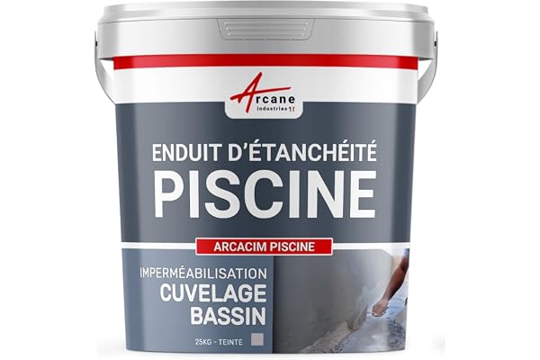 Enduit de cuvelage piscine, enduit hydrofuge pour étanchéité piscine et bassin - 25 kg Gris - ARCANE INDUSTRIES