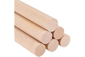 OLYCRAFT 6Pcs Dowel Rods Wood Sticks 45cm Long Unfinished Wooden Sticks 2.5cm Diameter Beech Wood Rod Blank Wooden Dowel Rods Dowel Rods Solid Hardwood Rod for DIY Crafts