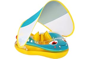 MABECOL Salvagente Neonato, Ciambella Gonfiabile 6-16Kgs SPF 50+ Salvagente Bambini con Tettuccio Parasole, Aiuta il bambino a imparare a calciare e nuotare con un salvagente gonfiabile