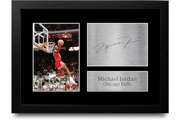 HWC Trading FR A4 Michael Jordan Chicago Bulls Cadeaux imprimés photo autographe signée pour les fans de basket-ball - A4 Encadré