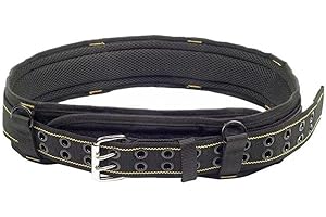 SSDH Heavy Duty Work Belt Scaffolding Professional Heavy Duty Leather Work Tool Belt Holds Most Carpenter and Contractor Bags, Clips and Tool Racks for Worker Jobs (Yellow)