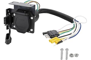 MECMO Multi-Tow 4-Way Flat to 7-Way RV Blade and 4-Way Flat Female Trailer Wiring Adapter Connector Kit, Adapt 4-Way Flat Vehicle-Side Socket to Multiple Trailer Plugs with Mounting Bracket