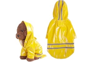 COYUN Impermeables para Perros Mascotas, Chubasquero Ajustable, Impermeable para Perros con Capucha,Chubasquero Impermeable Pequeños y Medianos, Amarillo (L)