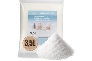 com-four® 3500ml Kunstschnee zum Dekorieren und Basteln - fluffiger Schnee - 100% kompostierbarer Dekoschnee für Weihnachten - täuschend echter & weicher Schnee (3.5 Liter - Kristallschnee)