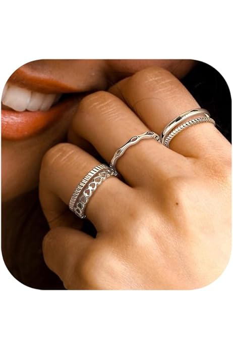 Roheafer Bagues D'or Empilables Pour Les Femmes Non Ternir Doux Bagues