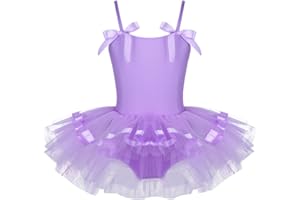 Oyolan Vestido de Danza Ballet Niña Princesa Vestido Tutu Lentejuelas Espalda Cruzada Traje Ropa de Baile Maillot Monos de Danza Clásica Traje de Bailarina