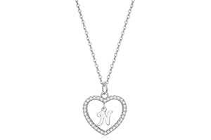 ZYAWP Heart Initial Necklace for Women Personalised Silver Necklace Letter A-Z Name Pendant a Necklaces CZ Jewelry Message Card Gifts for Girls