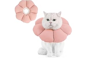 Avont Collar de Recuperación para Gato, Circunferencia del Cuello Ajustable (15 y 25 cm) Cono Suave del Cuello Elizabethan Neck Cone Protección de Herida de Cirugía -Rosa