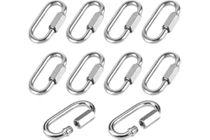 FERRADREND 10 Pièces Maillon Rapide INOX M6, Mini Mousqueton à Vis, Mousqueton Verrouillage, Mousquetons avec Verrouillage à Vis, Mousquetons Escalade Ovale pour Camping, Randonnée, Pêche, Hamacs, Balançoires