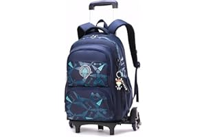 Amythe Zaino Trolley per Bambini Zaini Scuola Elementare, Zainetto Ragazzi da Viaggio con Carrello e Maniglia Telescopica, 6 Ruot