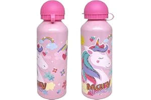 Julian Ross Unicornio Mary Botella de Aluminio, 500 Mililitros, Niña, Resistente, Libre de BPA, Botella de Agua Escolar con Pico Retráctil