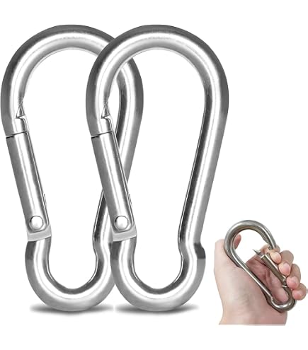 Mousquetons INOX Lot De 12 - 6x60mm, Résistance 180kg, Galvanisés, Pour Hamac, Camping, Porte-clés, Pêche (non Pour L'escalade) - 5