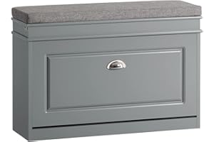 ‎SOBUY SoBuy FSR82-L-HG Schuhkipper Schuhschrank mit Klappe Schuhbank mit Sitzkissen Schuhkommode Sitzbank Hellgrau BHT ca.: 75x51x24cm