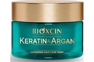 BIOXCIN Keratin & Argan hårmask 225 ml – intensiv reparationsvård för torrt, skadat och skadat hår – med keratin, arganolja och BioComplex B11 – mer glans och smidighet