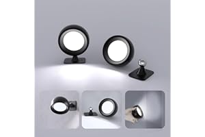 LUTW Rechargeable Wall Lights 2 Pack, Black, Battery Operated LED Wall Light, Magnetic Wall Lamp with Remote, 360° Rotate, 5 Modes, Stepless Dimming, Timing, for Bedroom Living Room Corridor Stairs