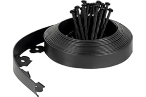 Velway Bordure de Jardin en Plastique Flexible 10 mètres, Hauteur 5cm - avec 40 Piquets d'ancrage – Délimitation Pelouse, Allée, Parterre – Bordurette Extérieure Facile à Installer