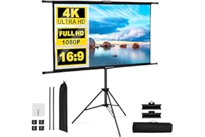Aomdom Beamer Leinwand mit Stativ 60 Zoll, 16:9-Leinwand, 4K-HD Tragbare Projektionswand Geeignet für Zuhause, Outdoor, Büro, Schule